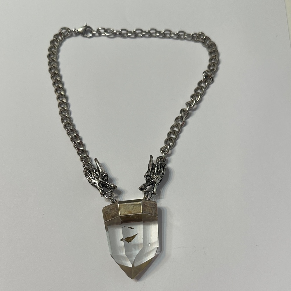 BCP JEWELRY Silver Crystal Pendant Necklace
